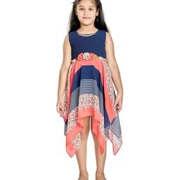 Peppermint Kids Navy & Pink Floral Print Dress-picture-21