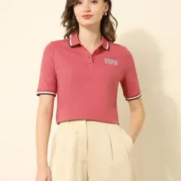 U.S. Polo Assn. Pink Cotton Regular Fit Polo T-Shirt-picture-30