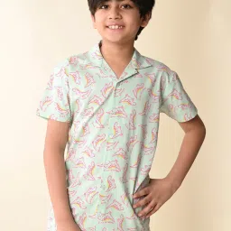 LilPicks Kids Sea Green Printed Shirt image 1