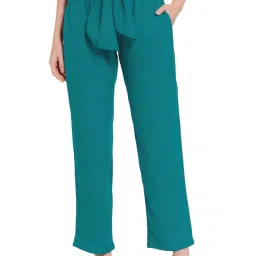 PATRORNA Teal High Rise Relaxed Fit Trousers image 1