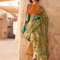 Odette Green Floral Printed Saree-picture-31