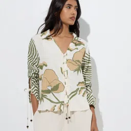 LOV by Westside Off-White Floral Printed Blouse image 1