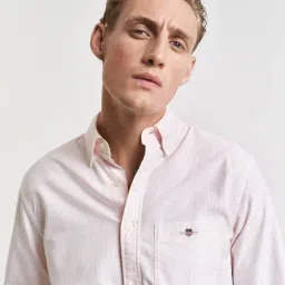GANT Pink Pure Cotton Regular Fit Striped Shirts image 3