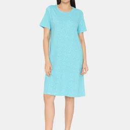 Zivame Blue Printed Night Dress image 1
