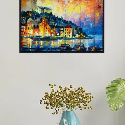 Art Street Stunning Nightfall CityLight Printed Multicolor Engineered Wood Wall Art image 1