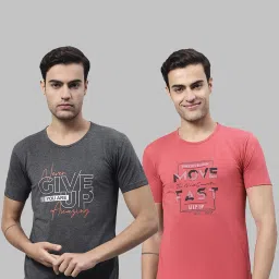 Vimal Jonney Anthra Grey & Pink Printed Lounge T-Shirt - Pack of 2 image 1