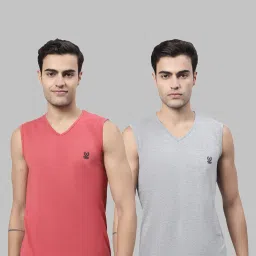 Vimal Jonney Pink & Grey Sleeveless Lounge T-Shirt - Pack of 2 image 1