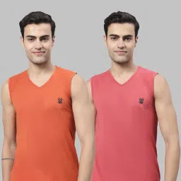 Vimal Jonney Rust & Pink Sleeveless Lounge T-Shirt - Pack of 2 image 1
