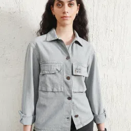 Hubberholme Blue Cotton Regular Fit Shaket image 1