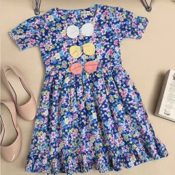 Bella Moda Kids Multicolor Floral Print Fit & Flare Dress image 1