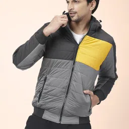 Urban Ranger By Pantaloons Black Regular Fit Colour Block Hooded Jacket image 1