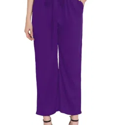PATRORNA Purple Mid Rise Relaxed Fit Paperbag Culottes Trousers image 1