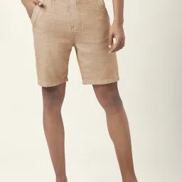 7 Alt By Pantaloons Beige Cotton Slim Fit Texture Shorts image 1
