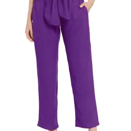 PATRORNA Purple High Rise Relaxed Fit Trousers image 1