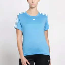 adidas Blue Striped Sports T-Shirt image 1