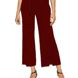 PATRORNA Maroon Mid Rise Regular Fit Trousers image 1