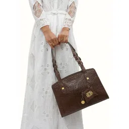 Hidesign SAHARA Brown Textured Medium Shoulder Handbag image 1