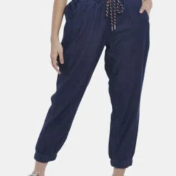 People by Pantaloons Navy Cotton High Rise Jeans image 1