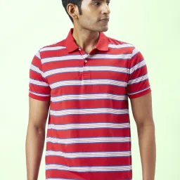 Byford By Pantaloons Red Slim Fit Striped Polo T-Shirt image 1
