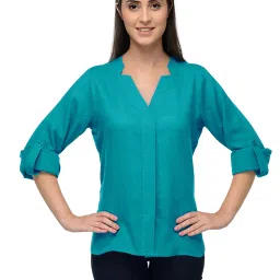 PATRORNA Teal Regular Fit Shirt image 1