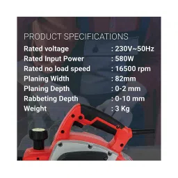 iBELL 580W 16500 RPM Electric Hand Planer (Red/ Black) image 5