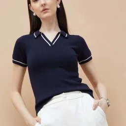 Code By Lifestyle Blue Regular Fit Polo T-Shirt image 1