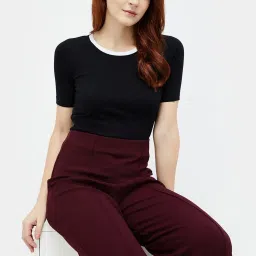 Code by Lifestyle Black Cotton Regular Fit Top image 1