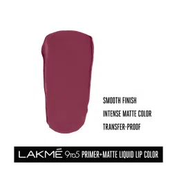 Lakme 9 to 5 Primer Plus Matte Liquid Lip Color MM1 Edgy Mauve - 4.2 ml image 3