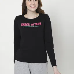 Vero Moda Black Cotton Printed Sweatshirt image 1