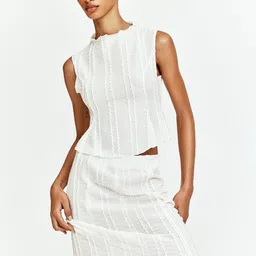 H&M Women Textured Midi Skirt image 3