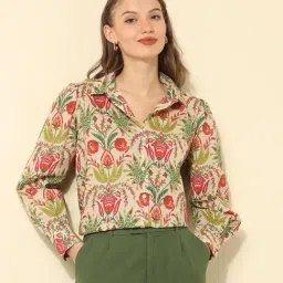 U.S. Polo Assn. Green & Beige Cotton Printed Long Sleeves Shirt-picture-34