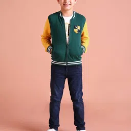 U.S. Polo Assn. Kids Dark Green Color Block Full Sleeves Sweatshirt image 1