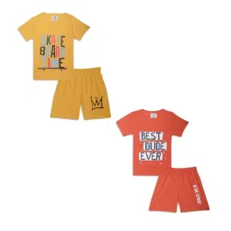 Vimal Jonney Kids Yellow & Red Printed T-Shirt Set image 1