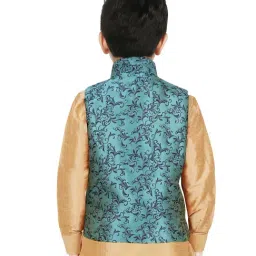 SG Yuvraj Kids Turquoise Floral Print Nehru Jacket image 2