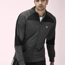 Ajile By Pantaloons Anthra Melange Regular Fit Colour Block Sweatshirt image 1