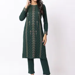 KEIKO Women Geometric Thread Work Jacquard Kurta-picture-16