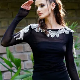 Odette Silver Embellished Fancy Short Cape image 1