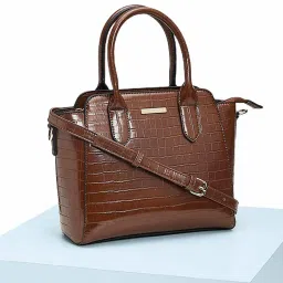 Forever Glam by Pantaloons Brown Animal Effect Medium Satchel Handbag image 1