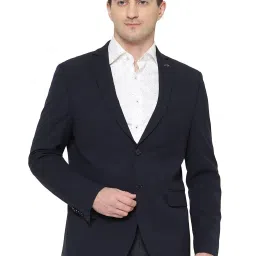 JB Studio Dark Blue Reguar Fit Self Pattern Blazer image 1
