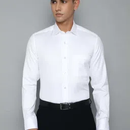 Louis Philippe Gods & Kings White Cotton Regular Fit Self Pattern Shirts image 1