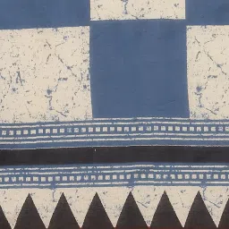 Kalakari India Off-White & Blue Cotton Printed Saree With Unstitched Blouse image 4