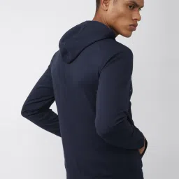 Van Heusen Flex Navy Blue Regular Fit Printed Hooded Jacket image 2