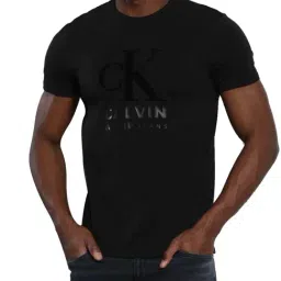Calvin Klein Black Cotton Slim Fit Logo Printed T-Shirt-picture-12