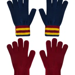 Pantaloons Junior Maroon Solid Gloves Set - Pack of 2 (8-14Y) image 1