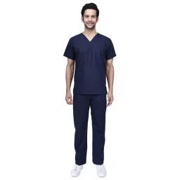 LOYAL NEEDS V Neck Short Sleeves Double Stitch Scrub Suit Customised Polycotton Fabric MSVOB XL Size For Male image 3
