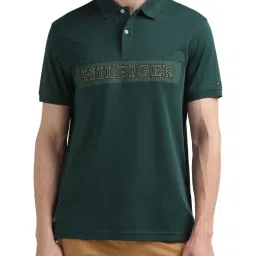 Tommy Hilfiger Green Cotton Regular Fit Printed Polo T-Shirt image 1