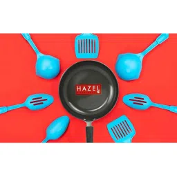 HAZEL 3 mm Hard Anodised Frying Pan Aluminium Anodized Fry Pan, 1300 ml, Black image 4