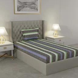 Raymond Home Delight Grey 104 TC Cotton Single Bedsheet with 1 Pillow Cover image 1