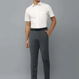 Louis Philippe Permapress Grey Slim Fit Texture Trousers image 5