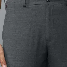 Louis Philippe Permapress Grey Slim Fit Texture Trousers image 4
